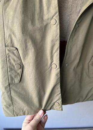 Детская парка zara с деталью из искусственного меха унисекс утепленная куртка зара хаки курточка5 фото