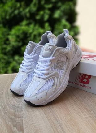 Женские кроссовки new balance 530 white silver New balанс белого с серебристым цветами