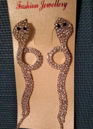 Изумительные серьги стразы змейка3 фото