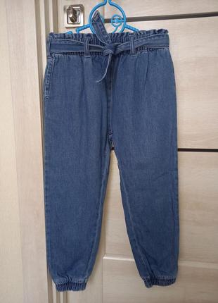 Модные фирменные джинсы свободные джоггеры штаны на высокой посадке next некст для девочки 6 лет 1167 фото