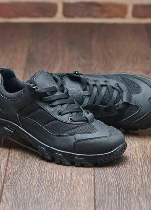 Тактичні, військові літні кросівки чорні з натуральної шкіри та сітки8 фото