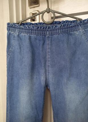 Модные стрейчевые джинсы свободные джоггеры брюки брюки на высокой посадке для девочки 8-9 лет 1342 фото