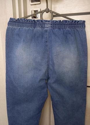 Модные стрейчевые джинсы свободные джоггеры брюки брюки на высокой посадке для девочки 8-9 лет 1343 фото