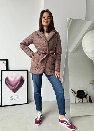 Жіноча стильна весняна демісезонна куртка осінь весна молочна графіт чорна з пояском...