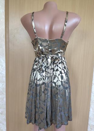 Золотисте гарне плаття сарафан на тонких бретельках4 фото