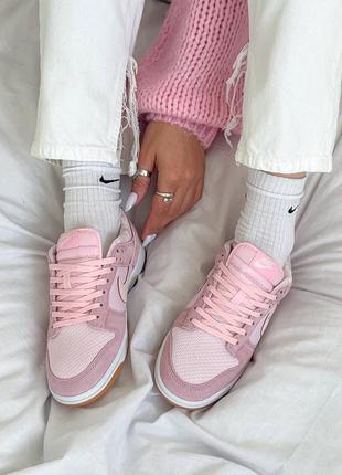 Nike sb dunk teddy bear pink женские кроссовки найк сб данк