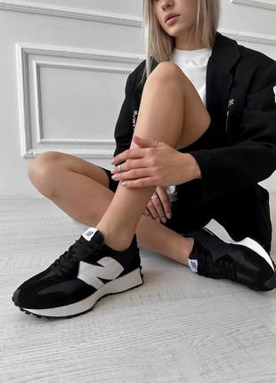 New balance black white lux quality женские кроссовки De Delass