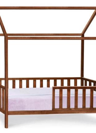 Дитяче дерев'яне ліжко / ліжечко-будиночок злата (горіх темний)1 фото