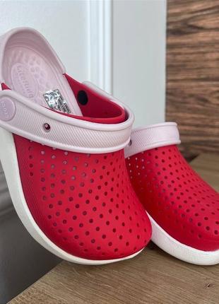 Дитячі крокси crocs literide literide kids poppy/white