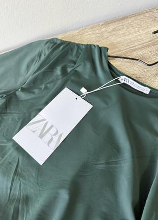 Зеленый 💚 асимметричный боди на одно плечо zara эластичный изумрудный боди лонгслив зара8 фото