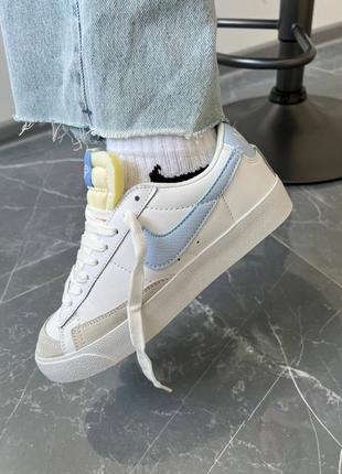 Nike blazer low white blue женские кроссовки найк блейзер низкие