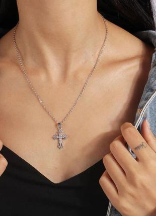 Крест подвеска винтаж серебро