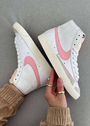 Nike blazer high white pink женские кроссовки найк блейзер высокие