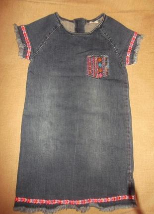 Сукня туніка сарафан джинс з вишивкою стреч 7-8 років. f&f kids розпродаж.