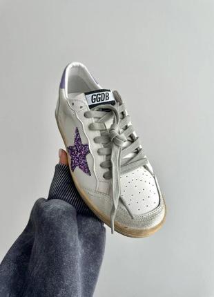 Женские кроссовки белые с лиловым в стиле golden goose 
ggdb ballstar lilac premium2 фото