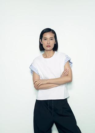 Футболка женская zara, цвет белый😍 майка безрукавка