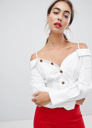 Нова  блуза river island button front cold shoulder blouse