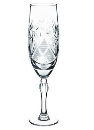 Набір кришталевих келихів для шампанського неман 7641-170-1000-1 (170 мл, 6 шт)2 фото