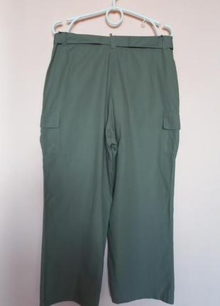 Легкие хлопковые бледно оливковые брюки, брюки прямые 100% хлопок с карманами 48-50 р.3 фото