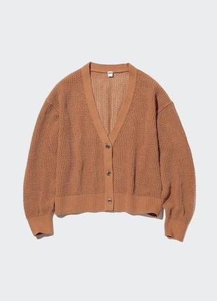 Хлопковый сетчатый кардиган uniqlo2 фото