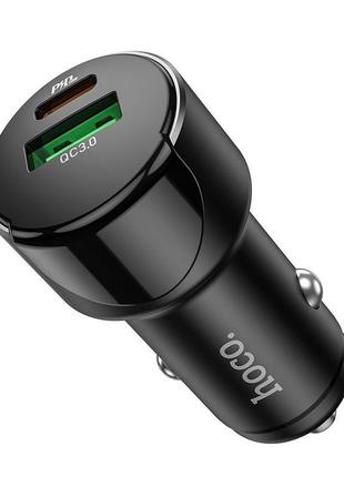 Азу hoco z42 light road dual port digital display pd20w+qc3.0 car charger black