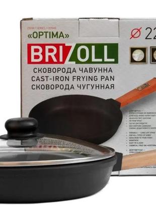 Сковорода чугунная с крышкой brizoll optima o2240-p-c (22х4см)