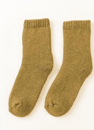 Шкарпетки жіночі шерстяні махрові гірчичні5 фото