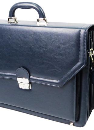Великий чоловічий портфель з екошкіри amo sst01 синій3 фото