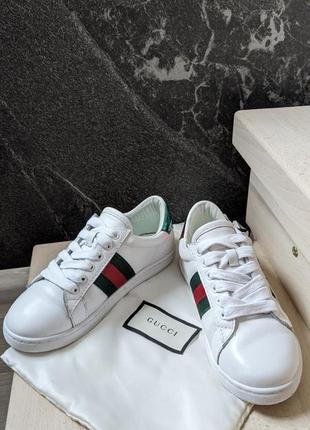 Кожаные кроссовки gucci ace5 фото