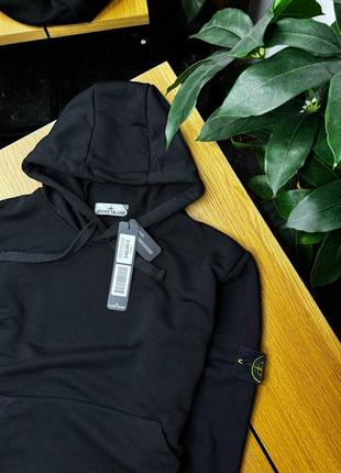 Hoodie stone island black cotton