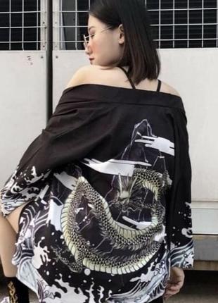 Кимоно больными унисексом с драконом в стиле харадзюка3 фото