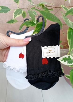 Набор: женские носки с сердечком (цена за 2 пары)1 фото