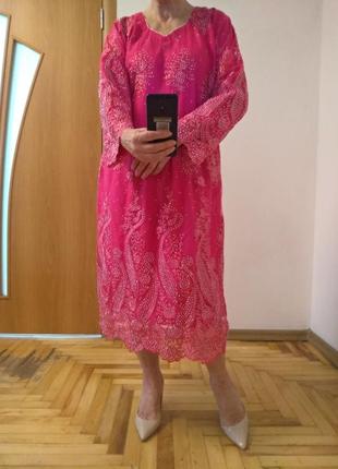 Изумительное платье с вышивкой нитками и камнями, индийский наряд1 фото