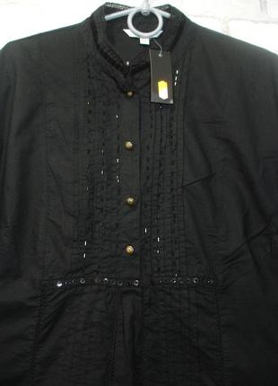 Черная рубашка- туника на металлических пуговицах casa blanca4 фото