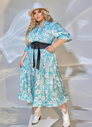 Красивое женственное платье миди в цветочный принт3 фото