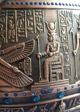 Ваза метал єгипетський барельєф, клеймо.3 фото