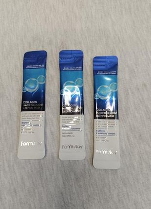 Нічна зволожуюча маска для обличча collagen water full moist sleeping Today mask farm stay