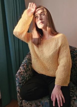 Кашеміровий жовтий светр3 фото