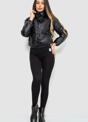 Куртка женская из эко-кожи на синтепоне, цвет черный, 129r28102 фото