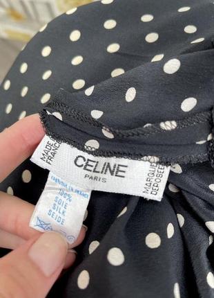 Шелковые винтажные шорты, кюлоты, палаццо в горошек с карманами, люкс бренд celine2 фото