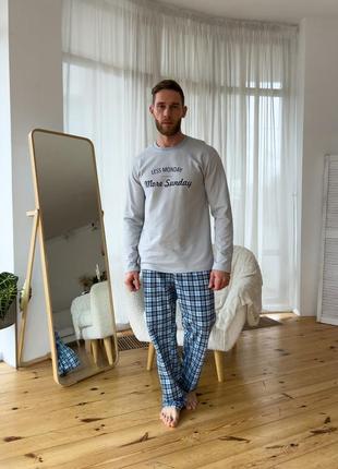 Комфортный домашний комплект sunday: пижамные штаны + лонгслив. штаны с карманами. пижамный комплект - ц4 фото