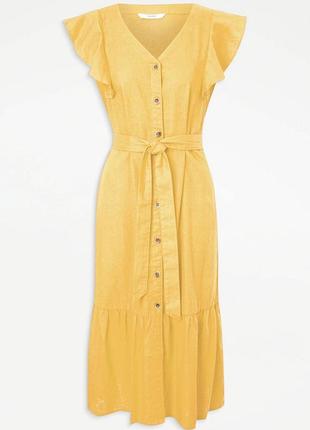 Желтое, мягкое платье -миди от george, 163 фото
