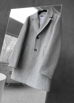 Кашемировое мужское пальто графит9 фото