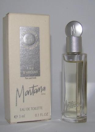 Миниатюра montana suggestion eau d ́argent. оригинал. винтаж.