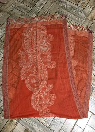 Огромный шерстяной палантин,платок с восточными огурцами !!