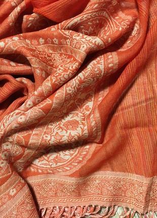 Огромный шерстяной палантин,платок с восточными огурцами !!