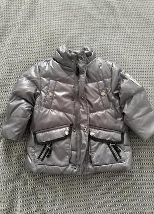 Куртка пухова для малюка брендова geox 12 міс,до 80 см металлік