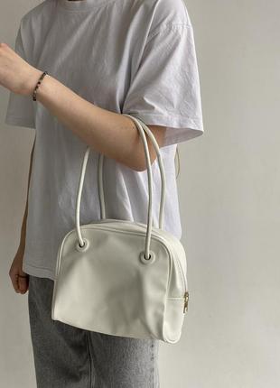 Мягкая женская сумочка на одно отделение, сумка из экокожи, сумка через плечо, белая
