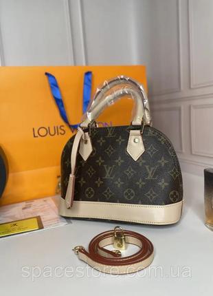 Жіноча сумка louis vuitton alma bb monogram brown/pink туреччина екошкіра