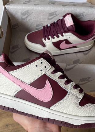 Nike sb dunk low burgundy женские кроссовки найк сб данк